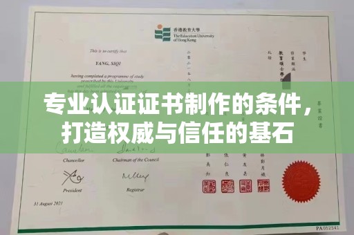 金普新区专业认证证书制作的条件，打造权威与信任的基石