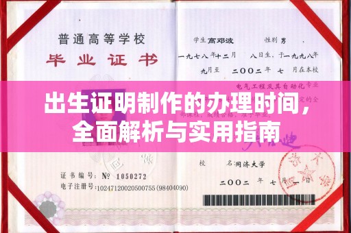 金普新区出生证明制作的办理时间，全面解析与实用指南