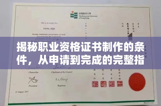金普新区揭秘职业资格证书制作的条件，从申请到完成的完整指南